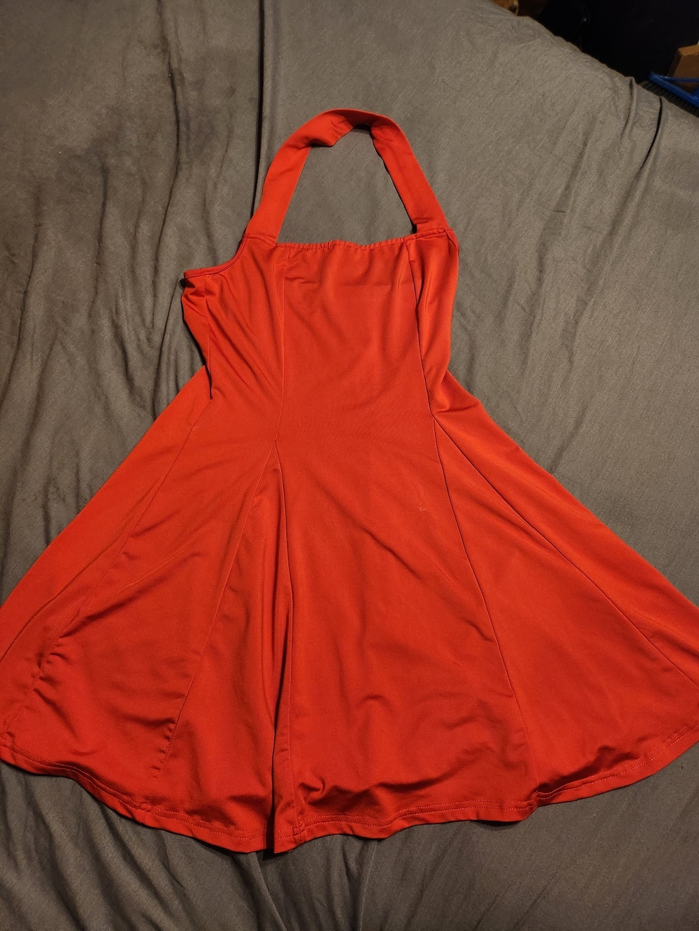 SHEIN Red Halter Fit-and-Flare Dress